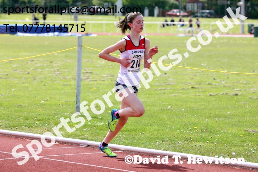 Womens under-17s 1500 metres, 2019 North Eastern Track and Field Champs., Middlesbrough. Photo:  David T. Hewitson/Sports for All Pics